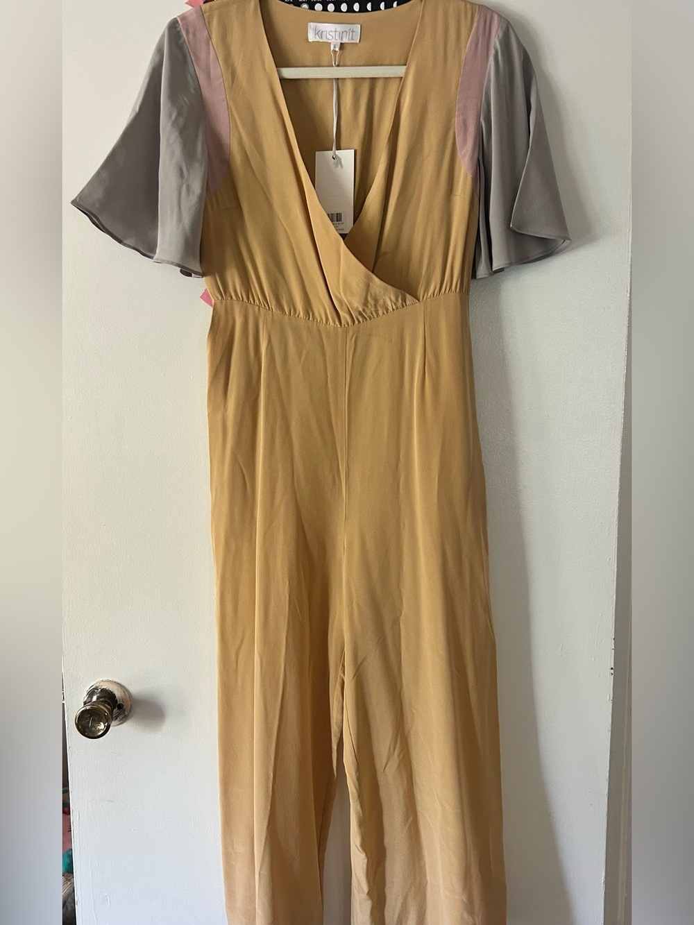 Kristinit Short Sleeve Silk Jumpsuit Sz S